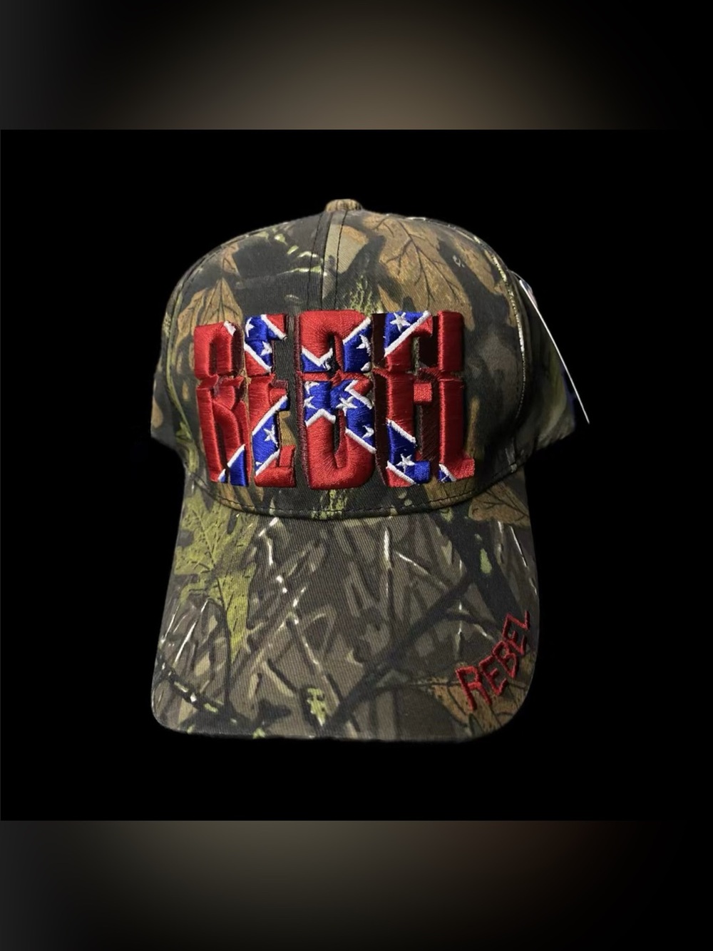 Camo Baseball Cap with Red Embroidered Accent